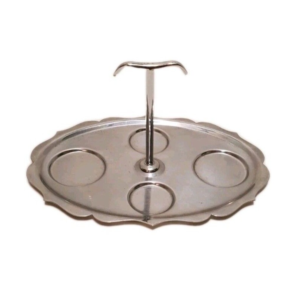 Metal Condiment Holder Silver Tray Handle For Salt Pepper Oil Vinegar Mustard